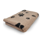 Preview: Vet Bed Hundedecke hellbraun mit schwarzen Pfoten 100 x 75 cm