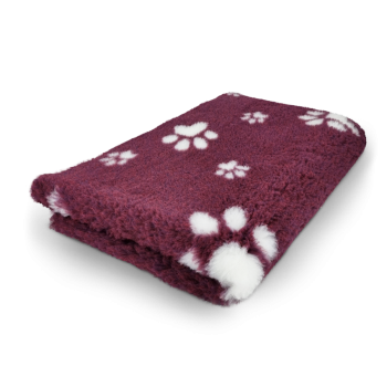 Vet Bed bordeaux rot mit weißen Pfoten 100 x 75 cm