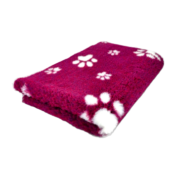 Vet Bed bordeaux rot mit weißen Pfoten 150 x 100 cm