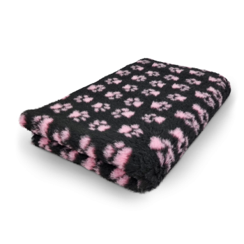Preview: Vet Bed schwarz mit rosa Pfoten 150 x 100 cm