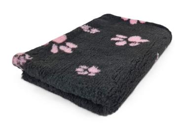 Vet Bed schwarz mit rosa Pfoten 150 x 100 cm