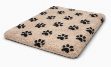 Preview: Vet Bed Hundedecke hellbraun mit schwarzen Pfoten 150 x 100 cm
