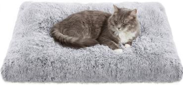 Preview: Topmast Tierkissen Fuzzy Grau – Flauschiges Plüsch-Hundebett (Größe M, 80x64x18 cm)