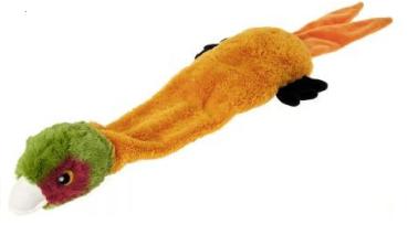 Karlie Flamingo Stockente Shaky – Plüschtier mit Squeaker, 34×14 cm, orange/grün