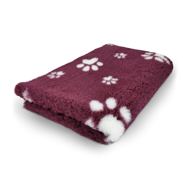 Vet Bed bordeaux rot mit weißen Pfoten 100 x 75 cm