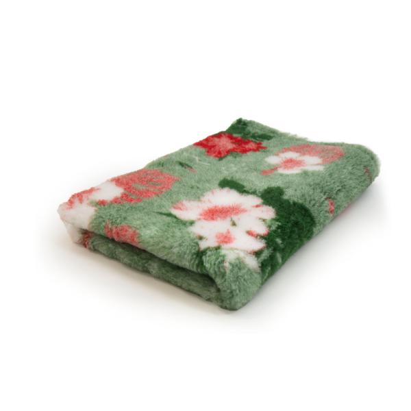 Vet Bed 150 × 100 cm – grün hawaiianische rote Blüten