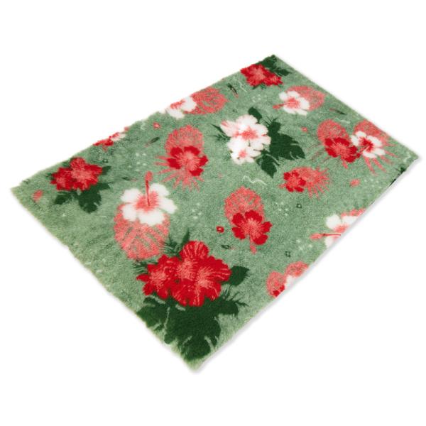 Vet Bed 150 × 100 cm – grün hawaiianische rote Blüten