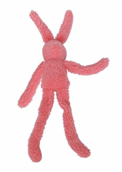 Topmast Plüsch-Hundespielzeug Fluffie Hase Rosa – Weiches Kuscheltier mit Quietscher, 55 cm